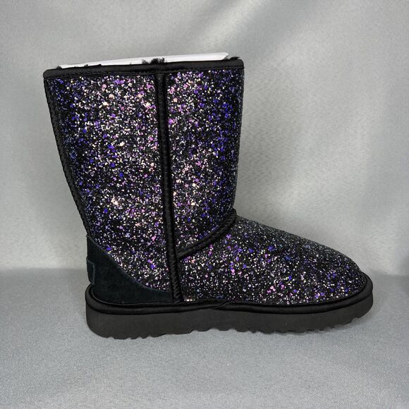 New Women's 7 UGG Boots Black Cosmos Sparkles Multi Glitter Classic Short - Picture 7 of 15